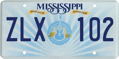 MS license plate ZLX102