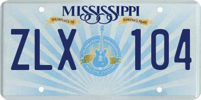 MS license plate ZLX104