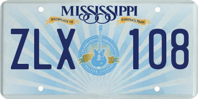 MS license plate ZLX108