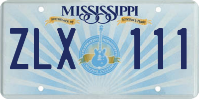 MS license plate ZLX111