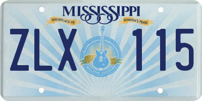 MS license plate ZLX115