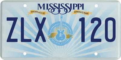 MS license plate ZLX120