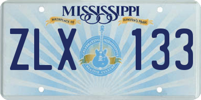 MS license plate ZLX133