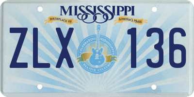 MS license plate ZLX136