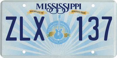 MS license plate ZLX137