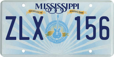 MS license plate ZLX156