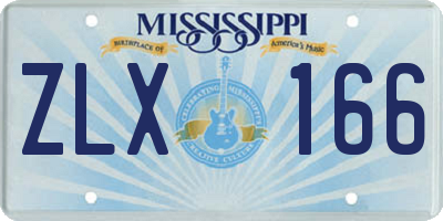 MS license plate ZLX166