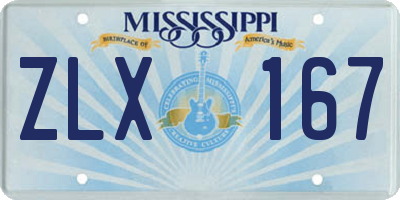 MS license plate ZLX167