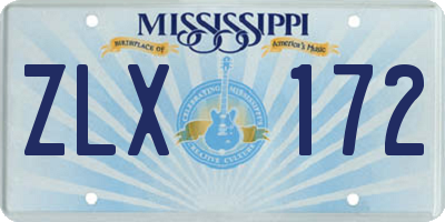 MS license plate ZLX172