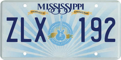 MS license plate ZLX192