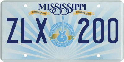 MS license plate ZLX200