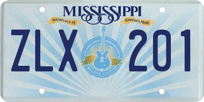 MS license plate ZLX201