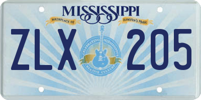 MS license plate ZLX205