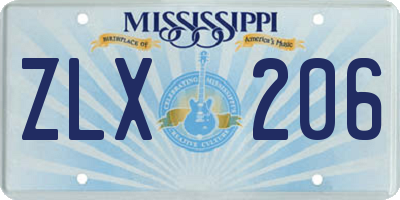 MS license plate ZLX206