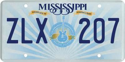 MS license plate ZLX207