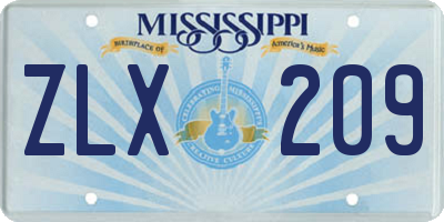 MS license plate ZLX209