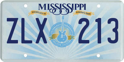 MS license plate ZLX213