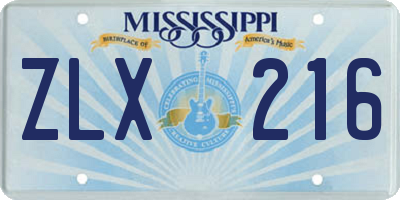 MS license plate ZLX216