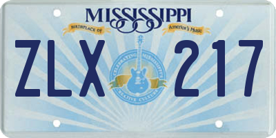 MS license plate ZLX217