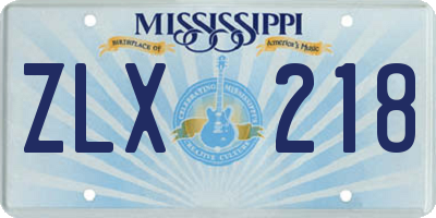 MS license plate ZLX218
