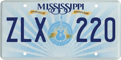 MS license plate ZLX220