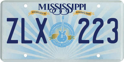 MS license plate ZLX223