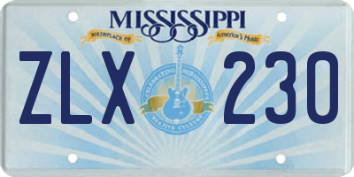 MS license plate ZLX230