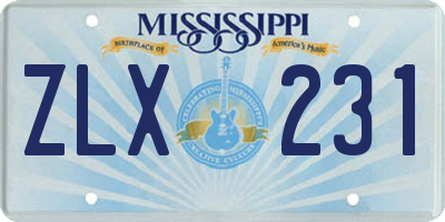 MS license plate ZLX231