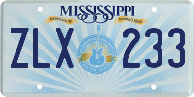 MS license plate ZLX233