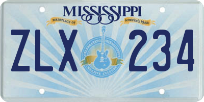 MS license plate ZLX234