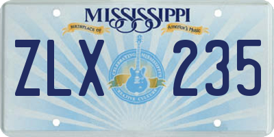 MS license plate ZLX235