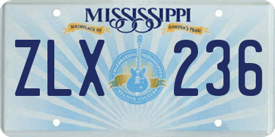 MS license plate ZLX236