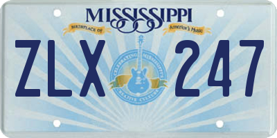 MS license plate ZLX247