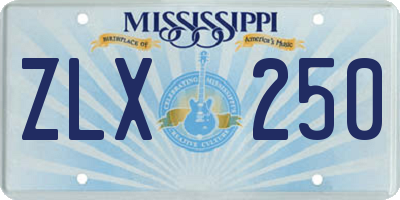MS license plate ZLX250