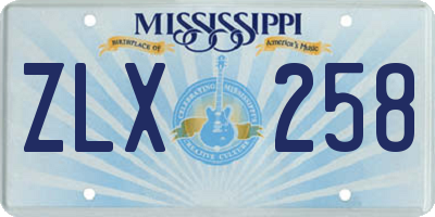 MS license plate ZLX258