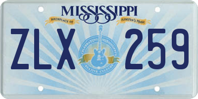 MS license plate ZLX259