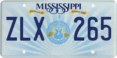 MS license plate ZLX265