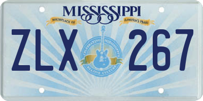 MS license plate ZLX267