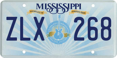 MS license plate ZLX268
