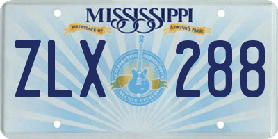 MS license plate ZLX288