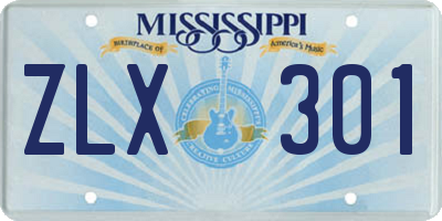 MS license plate ZLX301