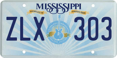 MS license plate ZLX303
