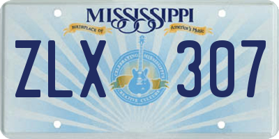 MS license plate ZLX307