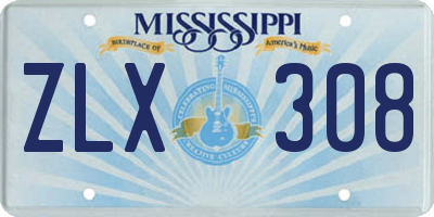 MS license plate ZLX308