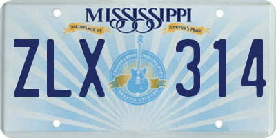 MS license plate ZLX314