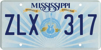 MS license plate ZLX317