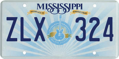 MS license plate ZLX324