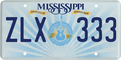 MS license plate ZLX333