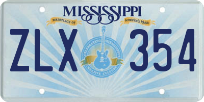 MS license plate ZLX354