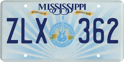 MS license plate ZLX362